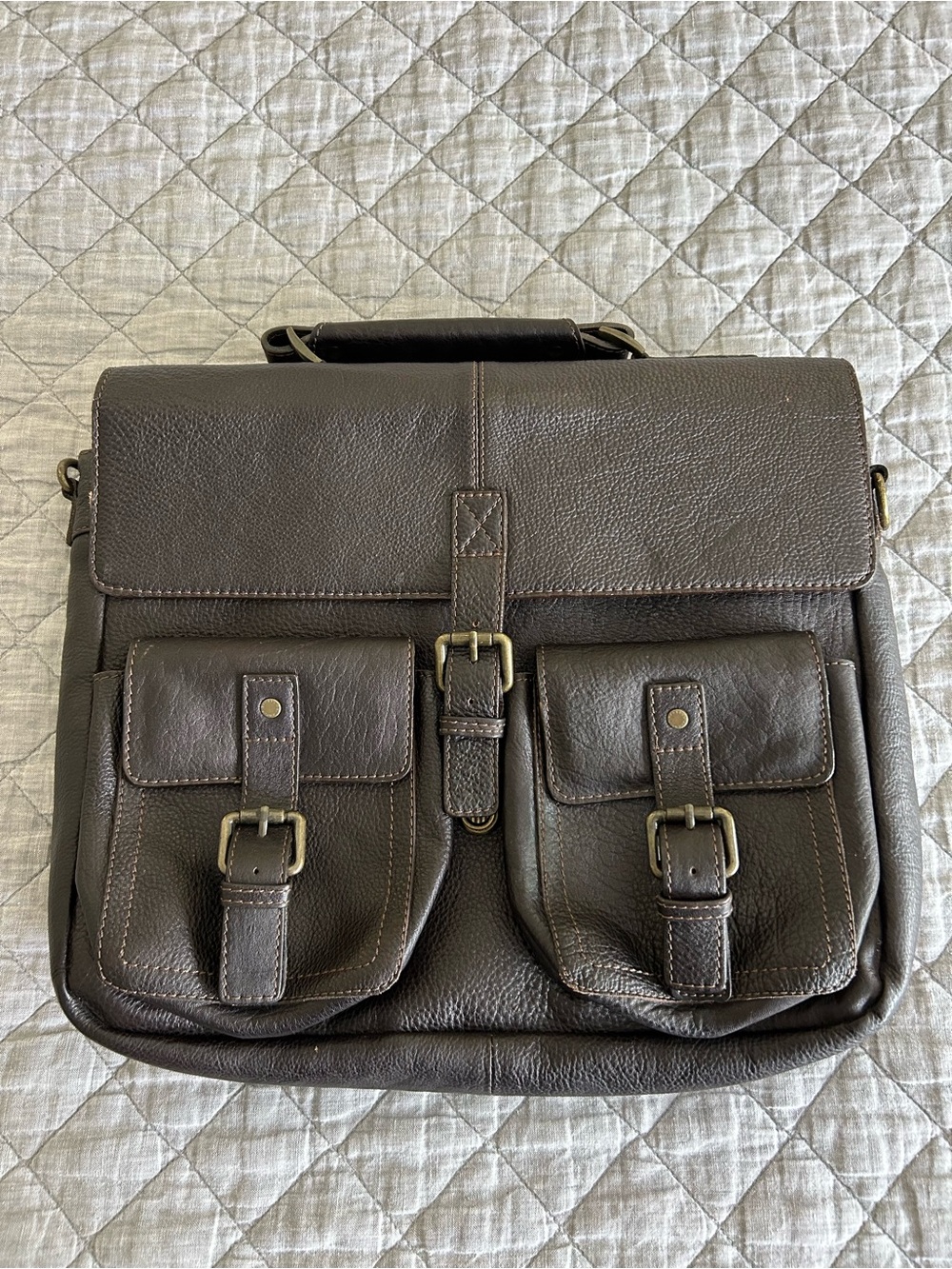Barbour Brown Leather City Bag Briefcase No Shoulder Strap